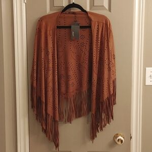 NWT Women's Western Camel Bohemian Fringed Wrap